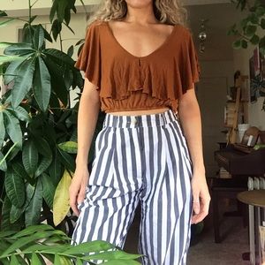 Rust ruffle blouse